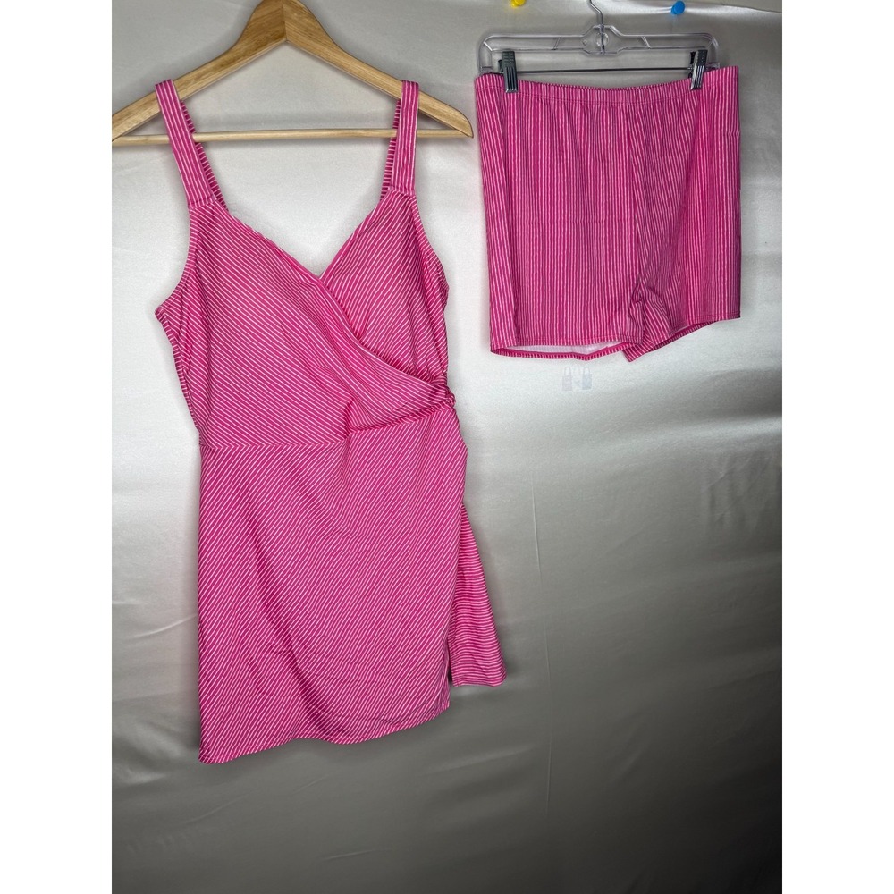 Isaac Mizrahi Live! Bridgehampton Printed Swim Dress Wavy Stripe,Reg 14 - Picture 2 of 13